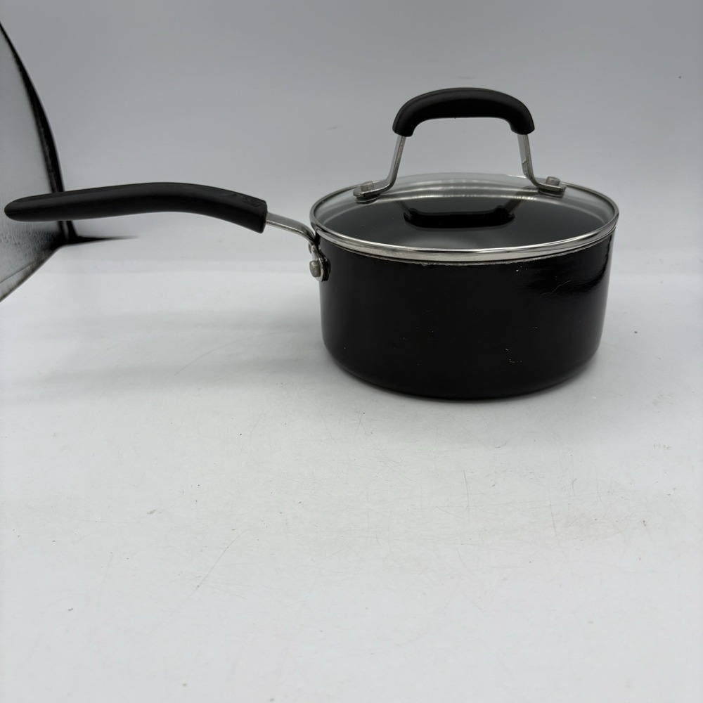 Guy Fieri Saucepan Pot 1.5 Quart‎ 1.4 L w Glass Lid Black Non Stick